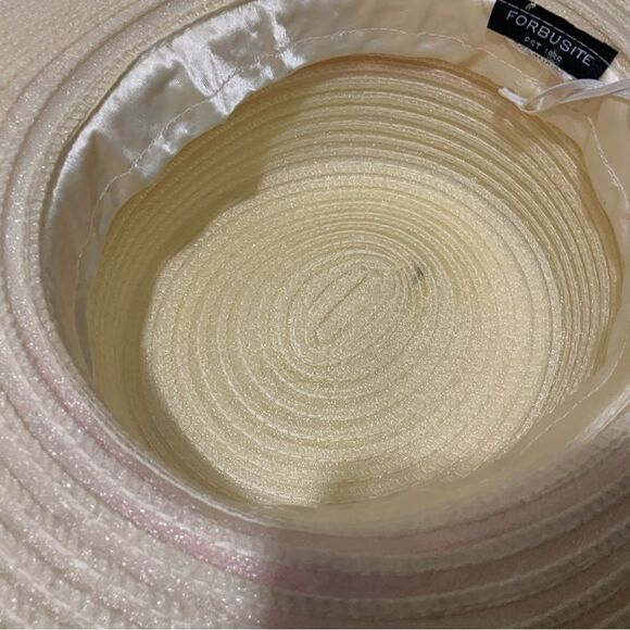 FORBUSITE Yellow and pink ribbon Lady Dress Hat Straw - Picture 5 of 8